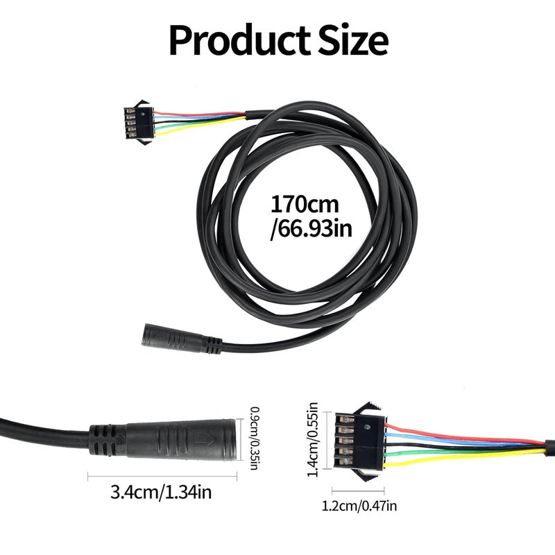 ZLiT E-Bike Extension Cable,5 Pin Waterproof Extension Conversion Cable Line Adapter SM Connector for Electric Bike Female to Male Wire Accessories (Black) - Image 4